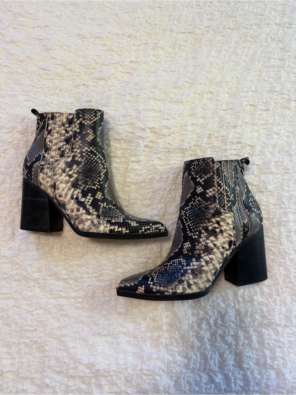 Marc Fisher Snake-Print Ankle Boots